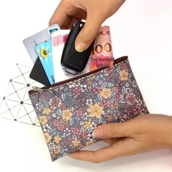 Кошелек для монет из хлопка с рисунком в стиле ретро с цветочным принтом - симпатичная маленькая квадратная сумка для девочек