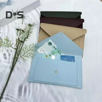 Кошелек для монет из искусственной кожи с несколькими отделениями, держатель для карт, противоугонный, портативный, однотонный, водонепроницаемый, держатель для документов, ежедневный конверт для хранения мелочи абрикосовый