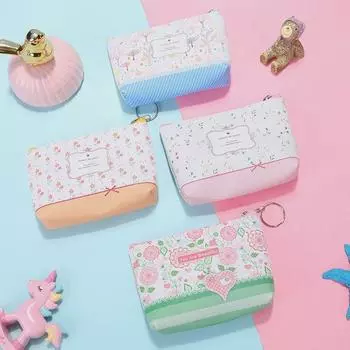 Кошелек для монет из искусственной кожи с цветочным узором - компактный женский кошелек для ключей и наушников