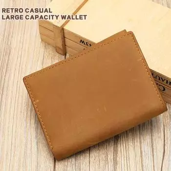 Кошелек для монет из натуральной кожи Crazy Horse, зажим для денег, мужской кошелек из коровьей кожи с короткими ручками коричневый