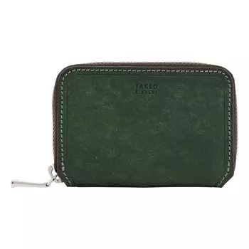 Кошелек для монет из натуральной кожи 780611 Margo II, круглый чехол для карт на молнии, чехол для монет из воловьей кожи зеленого цвета [Takeo Kikuchi] для мужчин [05]