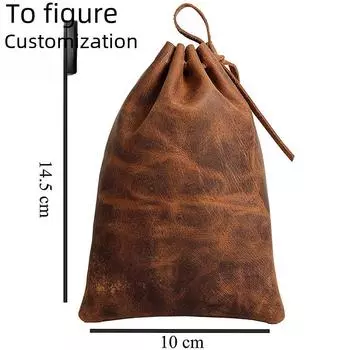 Кошелек для монет из натуральной кожи Crazy Horse с завязками 14.5*10 cm коричневый