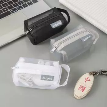 Кошелек для монет из нейлона с 3D-сеткой большой емкости - прозрачное многоцелевое хранилище для ключей, карт и монет белый