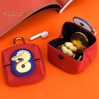 Кошелек для монет, маленькая сумка для наушников, искусственная кожа, мультяшный узор змеи, серьги, кольца, ожерелье, органайзер, ретро-компактный футляр для ювелирных изделий красный