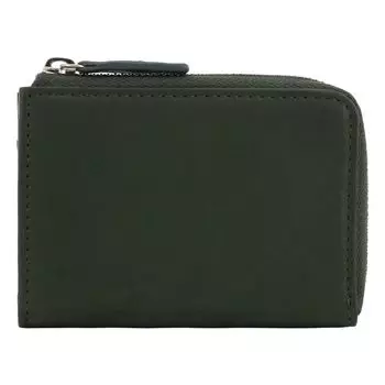 Кошелек для монет на молнии 0745 Tenerezza из коровьей кожи, зеленый x уголь [Helena], Г-образный, мужской [06]