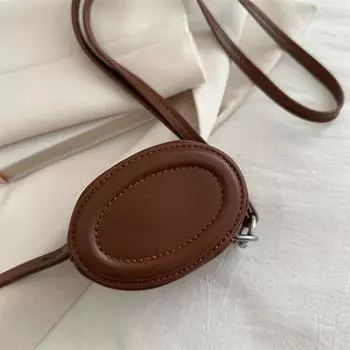 Кошелек для монет на шею из искусственной кожи, овальная сумка кроссбоди, портативный кошелек на шнурке, для улицы