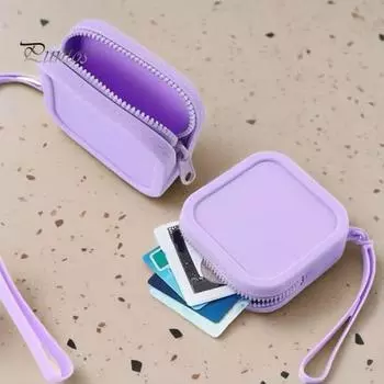 Кошелек для монет, наушников, документов, силиконовый, легкий, гладкий, с застежкой-молнией, брелок, держатель, портативная сумка для ежедневного использования, походов по магазинам и на работу хаки
