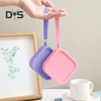 Кошелек для монет, наушников, документов, силиконовый, легкий, гладкий, с застежкой-молнией, брелок, держатель, портативная сумка для ежедневного использования, походов по магазинам и на работу чёрный