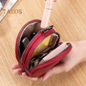 Кошелек для монет с двойной застежкой-молнией, круглый, компактный, портативный, из искусственной кожи, сумка для наушников, водонепроницаемый органайзер для ювелирных изделий зелёный