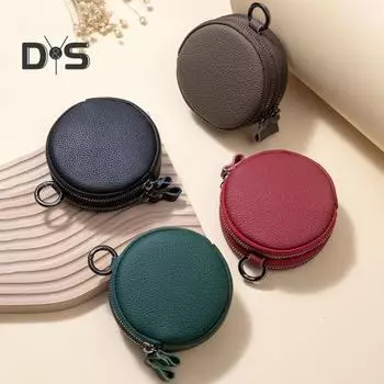 Кошелек для монет с двойной застежкой-молнией, круглый, компактный, портативный, из искусственной кожи, сумка для наушников, водонепроницаемый органайзер для ювелирных изделий чёрный