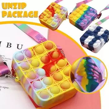 Кошелек для монет с нажимной игрушкой, игрушки для снятия стресса с пузырьковой игрушкой для взрослых и детей