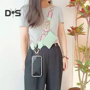 Кошелек для монет с ремешком для мобильного телефона, предотвращающим потерю, мини-держатель для карт, ремешок для подвешивания на шею с кошельком, регулируемая длина, сумка через плечо для ключей, карт, помады 5