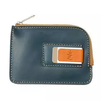 Кошелек для монет с зажимом для денег из натуральной кожи Tochigi, кожаный мини-кошелек на молнии, сделано в Японии x [Zario Grande] Мужской женский Г-образный [ZAG-0040] (Синий верблюд)