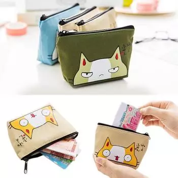 Кошелек для монет, сумки для денег, женские кошельки, креативные сумки для хранения, держатель для карт, 1 шт., портативный милый пакет для ключей с рисунком кота, корейская ручная работа