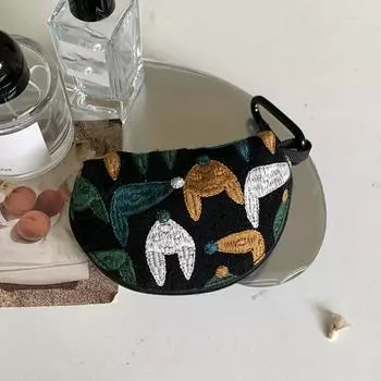 Кошелек для монет в этническом стиле с цветочным узором, милая сумочка для наушников, простая вышитая сумка для хранения, сумка для ключей Style 5