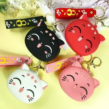 Кошелек для монет в виде куклы, брелок для ключей, кавайная сумка для наушников, простая силиконовая сумка для монет в виде кошки, подарок розовый