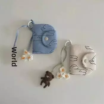 Кошелек для монет в виде милого корейского кролика: Многослойный держатель карт и холщовая сумка с цветочным узором