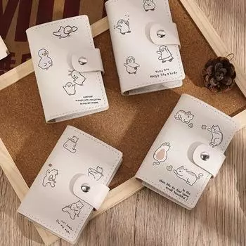 Кошелек для монет в виде пингвина и кошки, кожаный кошелек в корейском стиле, держатели для карт bear