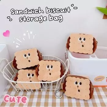 Кошелек для монет в виде шоколадного печенья, плюшевый брелок-кошелек, портативная сумка для наушников, сумка для монет, органайзер для ключей, кошелек для монет, подарки