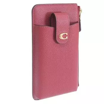 Кошелек для смартфона, чехол для карт, монетница, портмоне, брендовый кожаный черный кошелек Essential Fawn CJ866 [Coach] женский (B4/КРАСНАЯ ЭМАЛЬ/Красный) [Элемент]