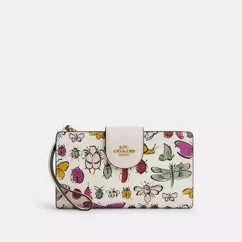 Кошелек для телефона Coach с принтом Creature, золотистым мелом, разноцветный
