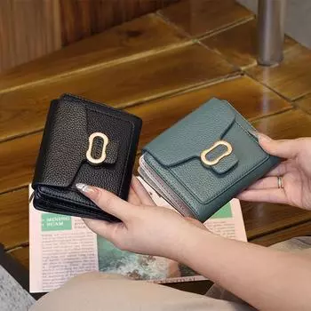Кошелек для женщин PU Soft Face Женский короткий кошелек Простая универсальная женская сумочка Женская сумка для карт зелёный