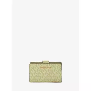 КОШЕЛЕК ДЛЯ МОНЕТ MICHAEL KORS JET SET TRAVEL BILFOLD на молнии MK SIGNATURE 35S3GTVF6O7958 LIGHT SAGE