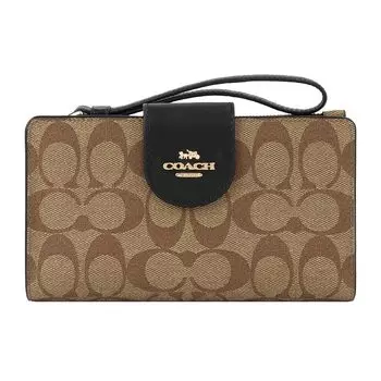 Кошелек двойного сложения C2874 Мини-кошелек Signature Khaki [Coach] Женский (Черный IMCBI) [Элемент]