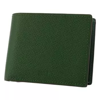 Кошелек двойного сложения из натуральной кожи Panama 729624 из коровьей кожи зеленого цвета [Takeo Kikuchi] для мужчин [05]