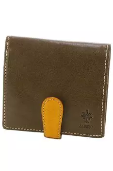 Кошелек двойного сложения из натуральной кожи оливкового цвета [Albero] женский AL-6414-52