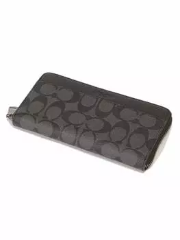 Кошелек F58112 Signature с круглой молнией из ПВХ-кожи [Coach] угольно-черный [Товар]