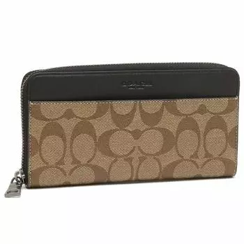Кошелек F58112 Tan x Black QBTN2 Signature PVC Long Wallet [Coach] (Длинный кошелек) Мужская Женская [Продукт Outlet] [Бренд] [Товар]