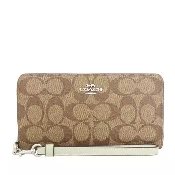 Кошелек FC4452 C4452 Khaki x Light Sage Luxury Signature Длинный женский кошелек на молнии [Coach] (Длинный кошелек) (с ремешком) [Товар аутлета] [Бренд] [Товар]
