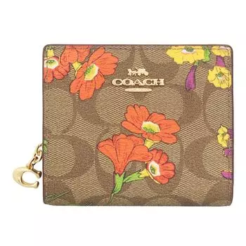 Кошелек FCR939 CR939 цвета хаки с цветочным принтом и подвеской C Charm на круглой молнии [Coach] (Кошелек Bifold) Женский [Продукт Outlet] [Бренд] [Товар]