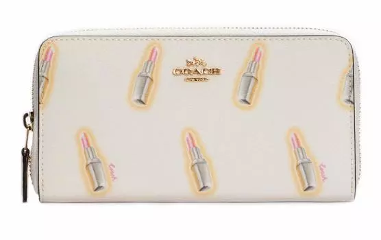 Кошелек-гармошка Coach из лакированной кожи с перекрестной фактурой, на молнии, размер L для женщин