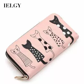Кошелек IELGY с изображением милого мультяшного кота для женщин белый