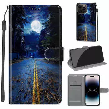 Кошелек из искусственной кожи Moonlight Road, чехол-книжка с фоторамкой для iPhone Samsung Huawei Honor Xiaomi Redmi Oppo Sony Motorola Nokia Google Sony Xperia 5 IV