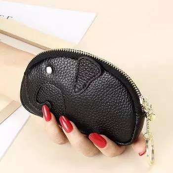 Кошелек из искусственной кожи с изображением головы слона, кошелек для мелочи, сумка для карт, сумка для денег, женский кошелек для монет, брелок для ключей, сумки для хранения на молнии коричневый