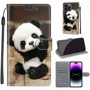 Кошелек из искусственной кожи с милой пандой, раскладывающаяся фоторамка, чехол-книжка для iPhone Samsung Huawei Honor Xiaomi Redmi Oppo Sony Motorola Nokia Google iPhone 11