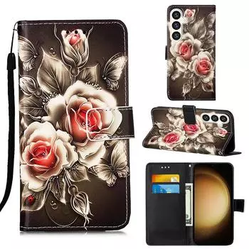 Кошелек из искусственной кожи в металлическом стиле с розами, флип-чехол для фоторамки для iPhone Samsung Huawei Honor Xiaomi Redmi Oppo vivo Google TCL Infinix... Tecno Camon 30
