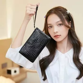 Кошелек из крокодиловой кожи для женщин, модный небольшой кошелек на запястье, высококачественный кошелек из искусственной кожи с застежкой-молнией, однотонные конфетные цвета