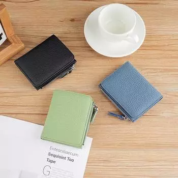 Кошелек из натуральной кожи с держателем кредитных карт, блокирующим RFID, безопасный чехол для карт, чехол для удостоверения личности, органайзер на молнии чёрный