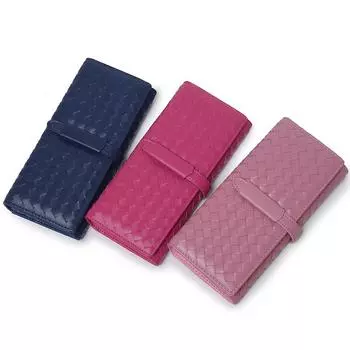 Кошелек из овчины с постепенным изменением, длинный, женский, кожаный, мягкий, с зажимом для ремня, для переноски вручную розовый