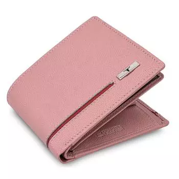 Кошелек из розовой/красной кожи с блокировкой RFID для взрослых унисекс