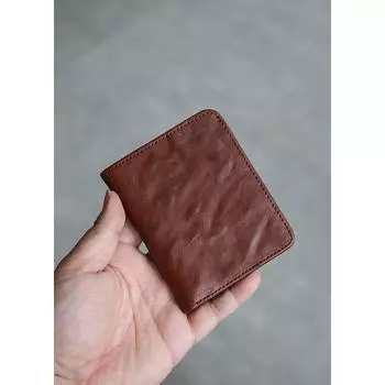 Кошелек из тонкой кожи Guzao из кожи растительного дубления первого слоя, портативный, для водительского удостоверения, банковской карты, мелочи, из мягкой кожи, короткий Coffee