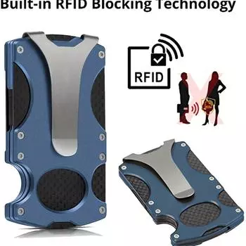 Кошелек из углеродного волокна, зажим для денег, технология блокировки RFID, конструкция из углеродного волокна и нержавеющей стали чёрный