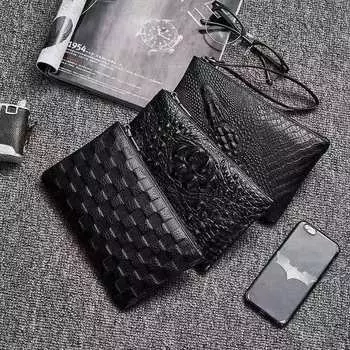 Кошелек из воловьей кожи, первый слой из воловьей кожи, мужской клатч, кожаный клатч с крокодиловым узором, кошелек-конверт, кожаная сумка