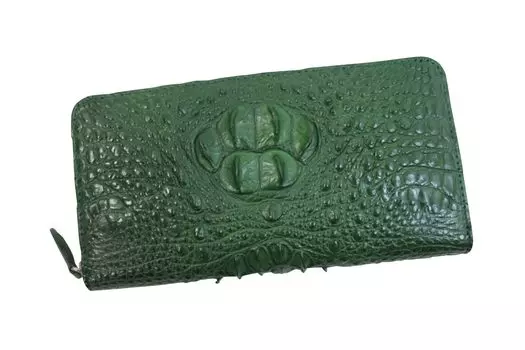 Кошелек-кимоно из крокодиловой кожи, зеленая натуральная задняя часть из матовой кожи, цельный кожаный лоскут с короной по центру, продукт высшего качества [Luxury Store] зелёный