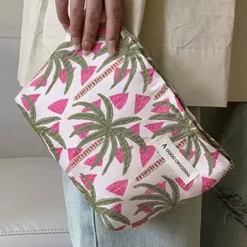 Кошелек, косметичка, сумка для хранения средств по уходу за кожей из кокосового дерева, органайзер для туалетных принадлежностей, печатная косметичка для путешествий розовый