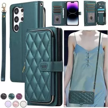 Кошелек на молнии, сумка на 9 карт, кожаный флип-чехол для Samsung S23 S22 S21 S20 Ultra Plus S21FE A14 A54 A13 A53 A12/iPhone 15 14 13 12 Pro Max XS Max 7P 8P iPhone 6/6S белый